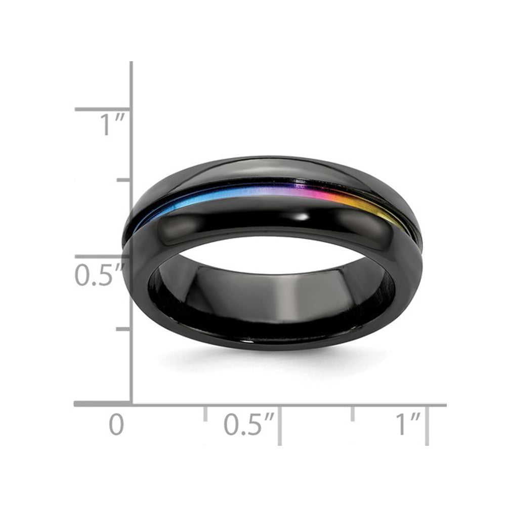 Mens Titanium Rainbow Anodized Center Band Ring (7mm) Image 3