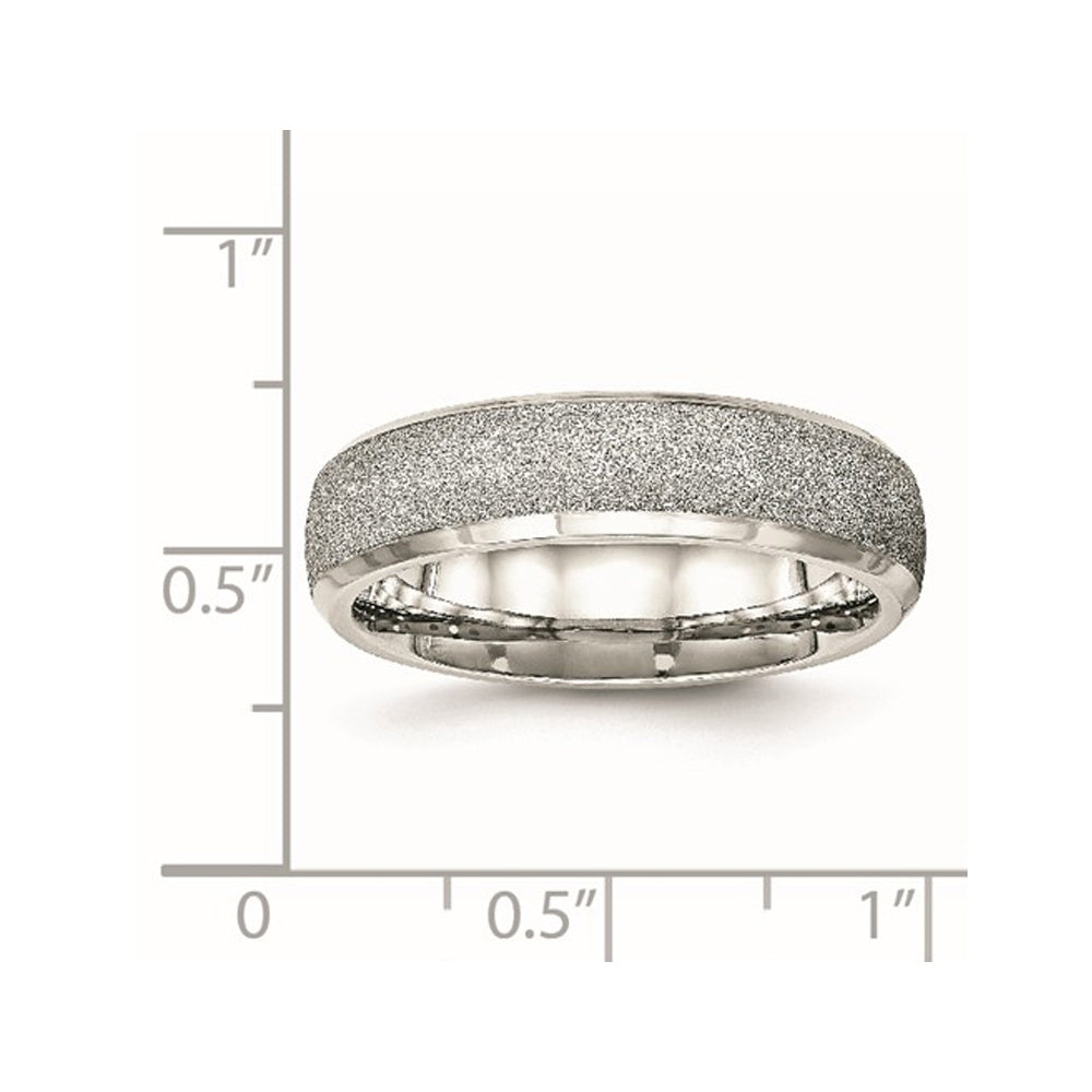 Mens or Ladies Stainless Steel 6mm Polished Laser Cut Band Ring Image 3