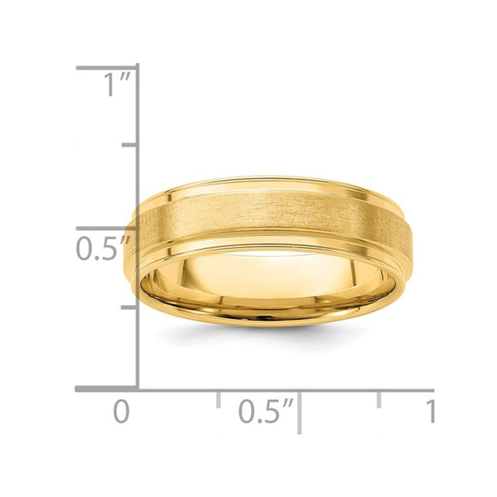 Mens 14K Yellow Gold 6mm Brush Satin Wedding Band Ring Image 3