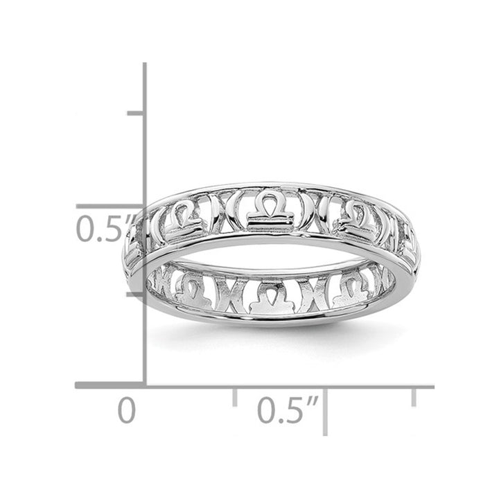 Sterling Silver Libra Zodiac Astrology Ring Band Image 4