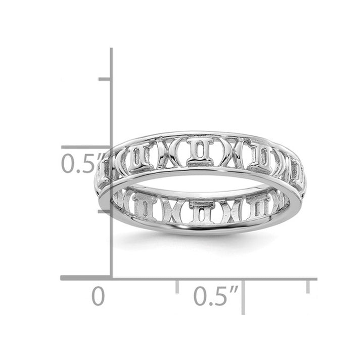 Sterling Silver Gemini Zodiac Astrology Ring Band Image 4