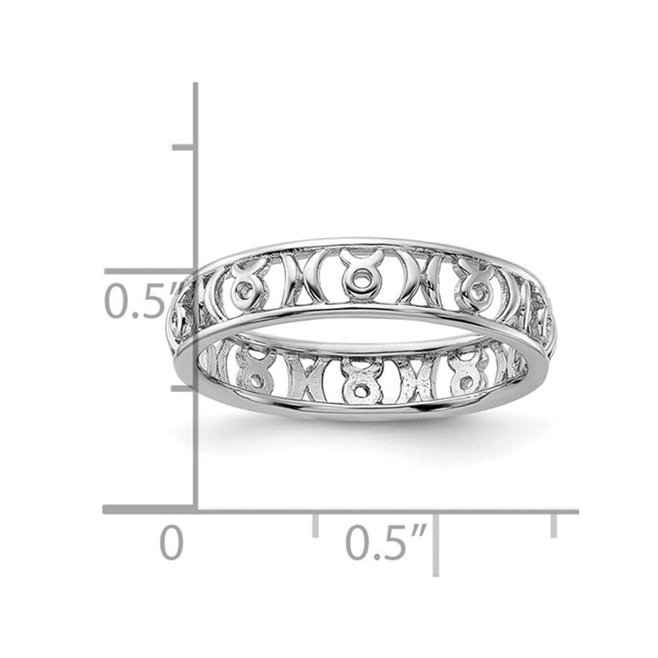 Sterling Silver Taurus Zodiac Astrology Ring Band Image 3