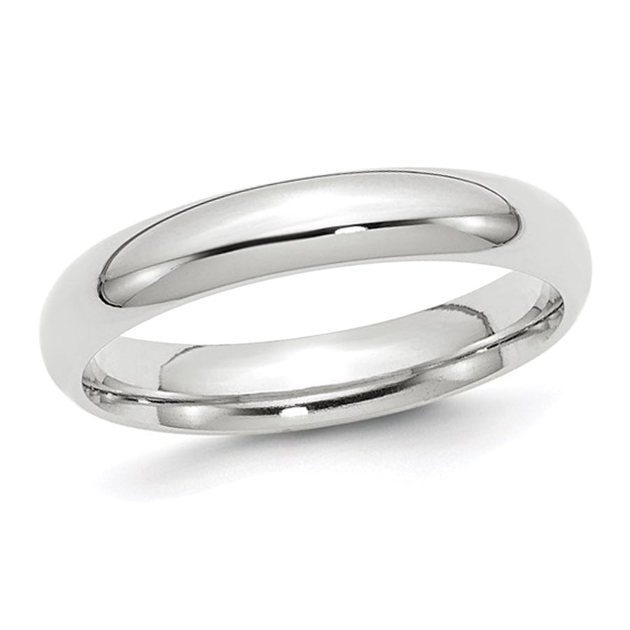 Ladies 10K White Gold 4mm Polished Wedding Band Ring Image 1