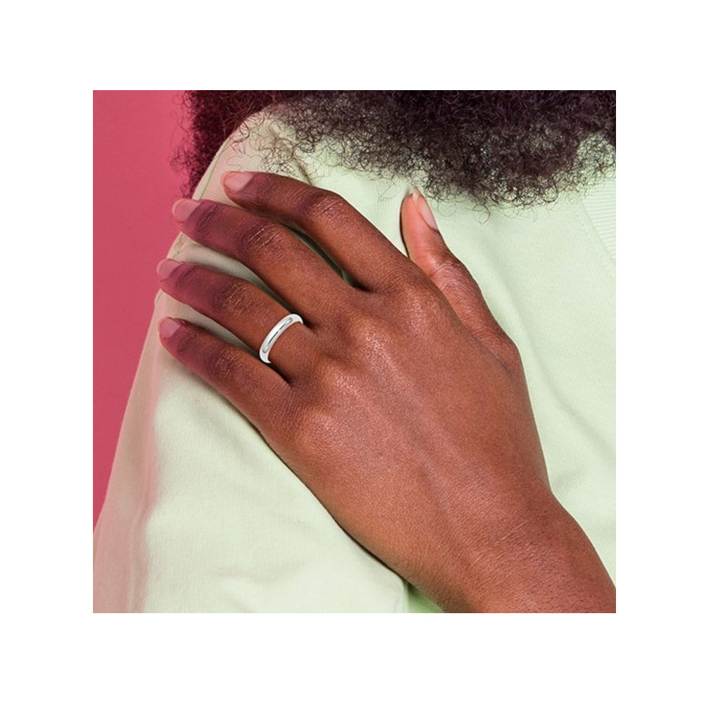 Ladies 10K White Gold 4mm Polished Wedding Band Ring Image 2