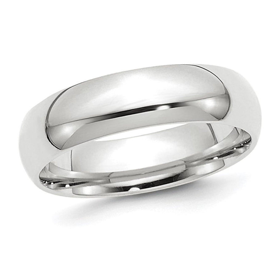 Mens or Ladies 10K White Gold 6mm Polished Wedding Band Ring Image 1