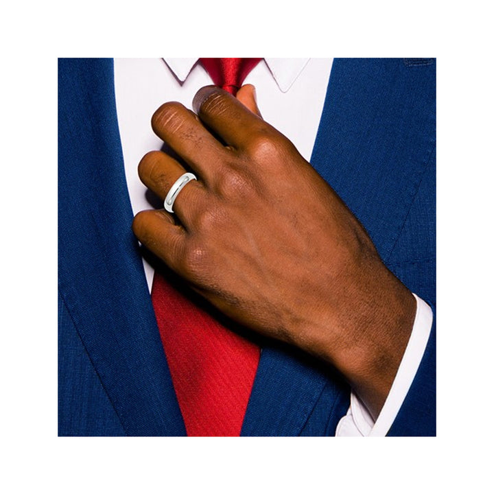 Ladies 10K White Gold 5mm Polished Wedding Band Ring Image 3