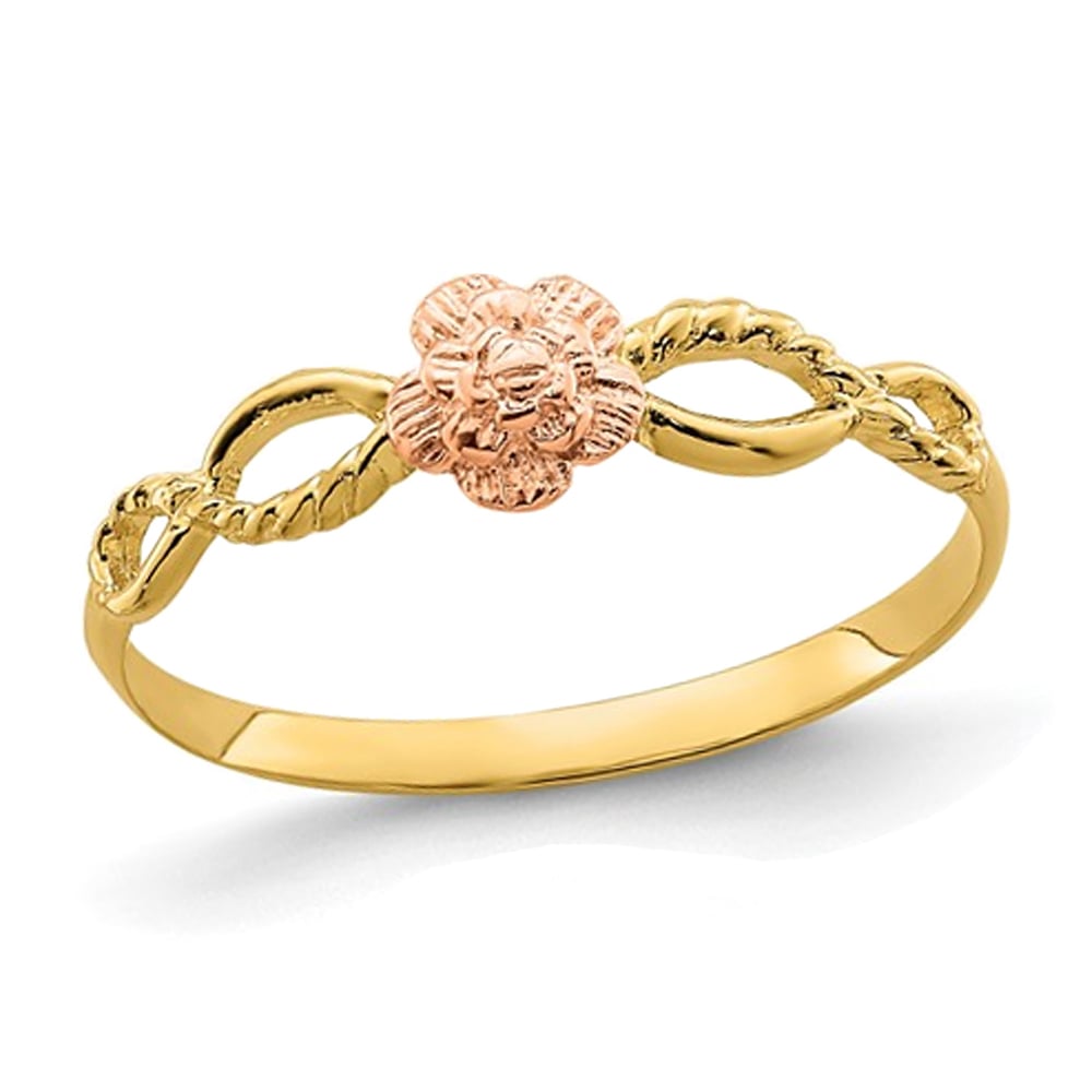 14K Yellow and Pink Gold Flower Ring Image 1