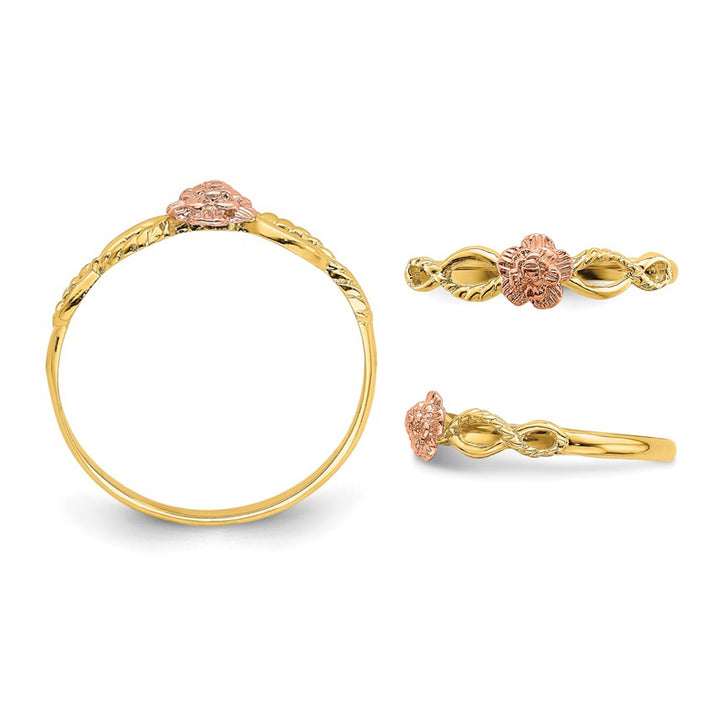 14K Yellow and Pink Gold Flower Ring Image 3