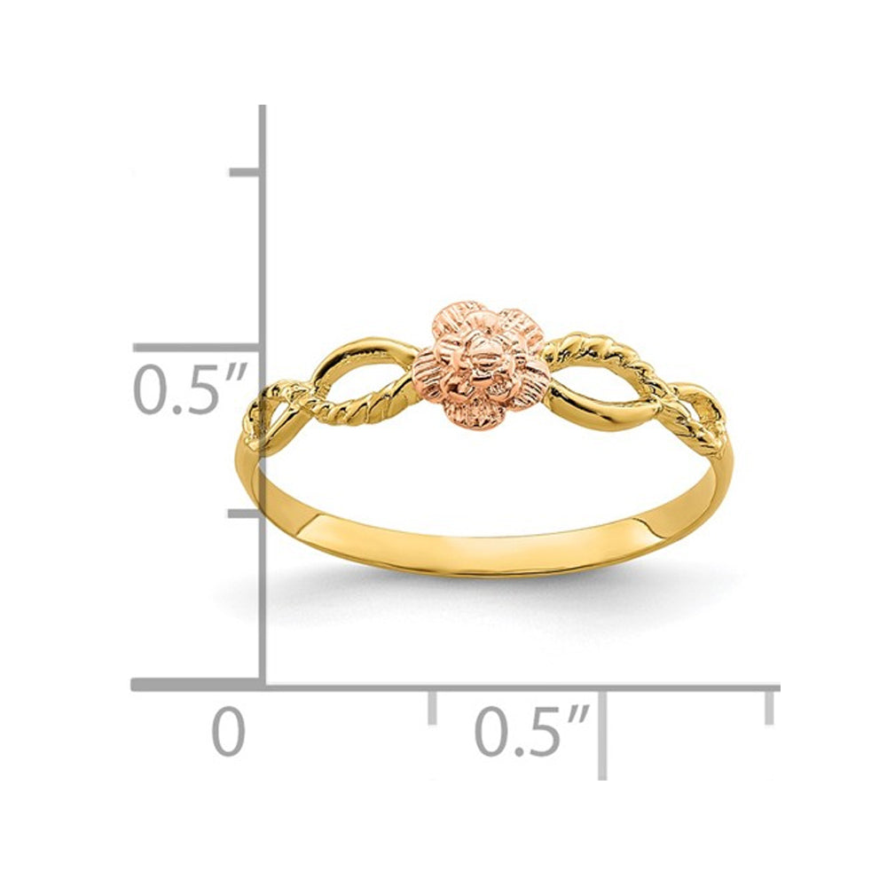 14K Yellow and Pink Gold Flower Ring Image 4