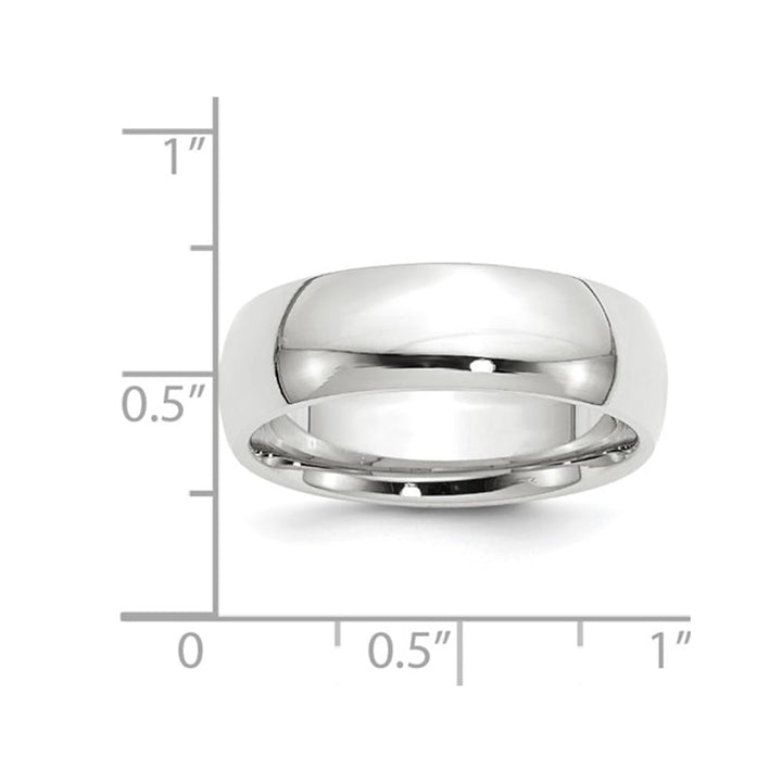 Mens 10K White Gold 7mm Polished Wedding Band Ring Image 3