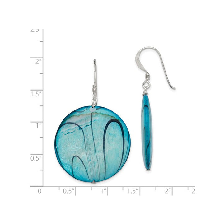 Mother of Pearl Blue Disc Earrings in Sterling Silver Image 4