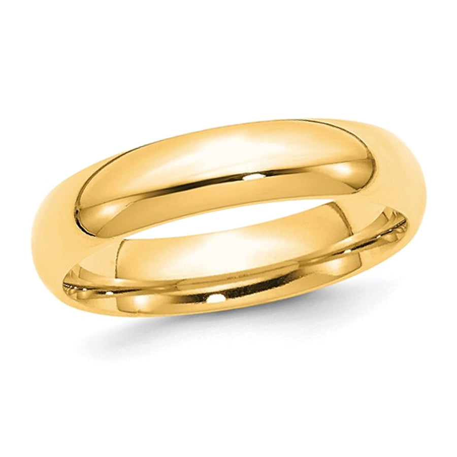 Ladies 10K Yellow Gold 5mm Polished Wedding Band Ring Image 1
