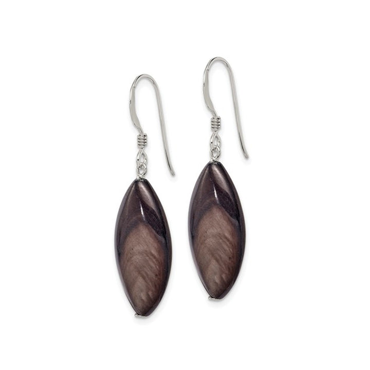 Dark Grey Mother of Pearl Earrings in Sterling Silver Image 2