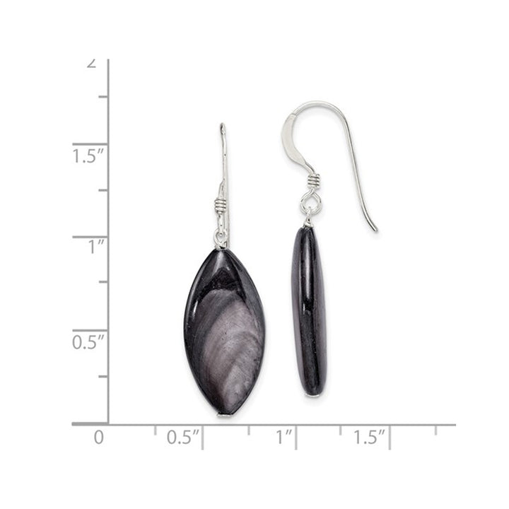 Dark Grey Mother of Pearl Earrings in Sterling Silver Image 4