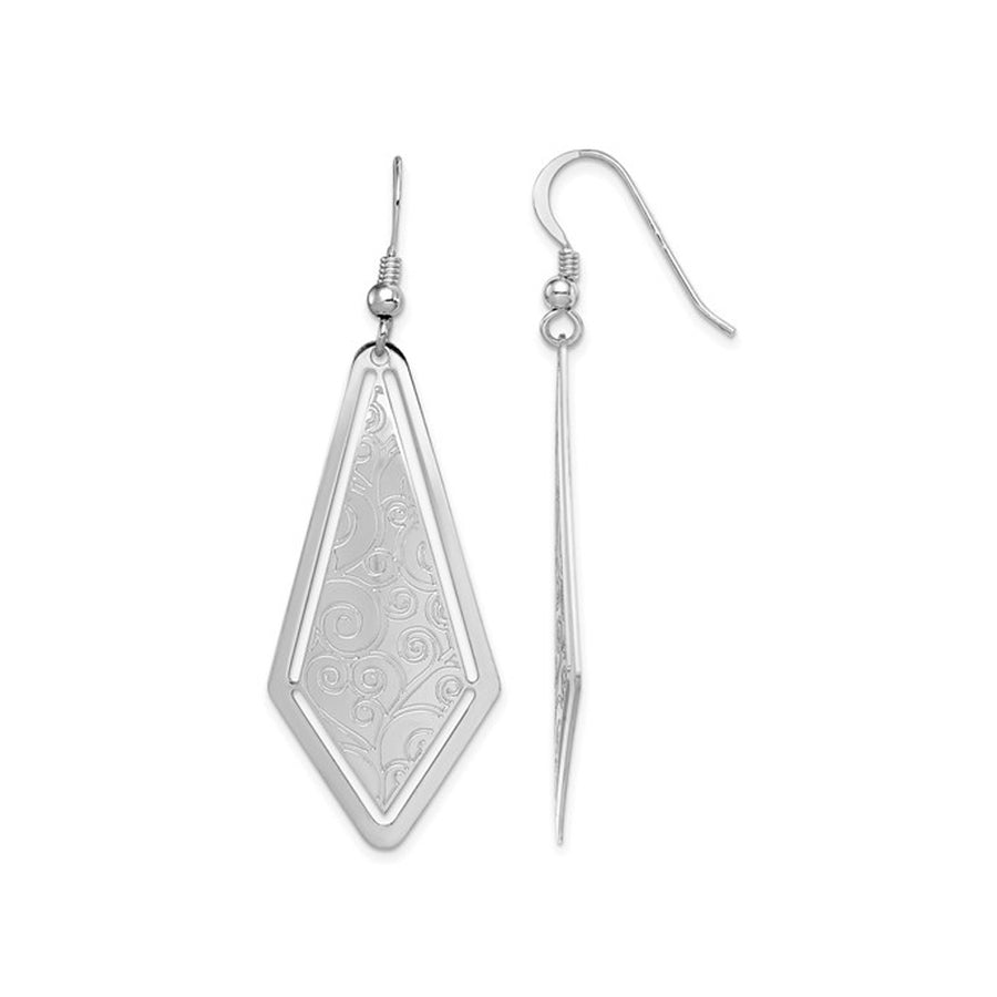 Sterling Silver Geometric Etched Dangle Earrings Image 1