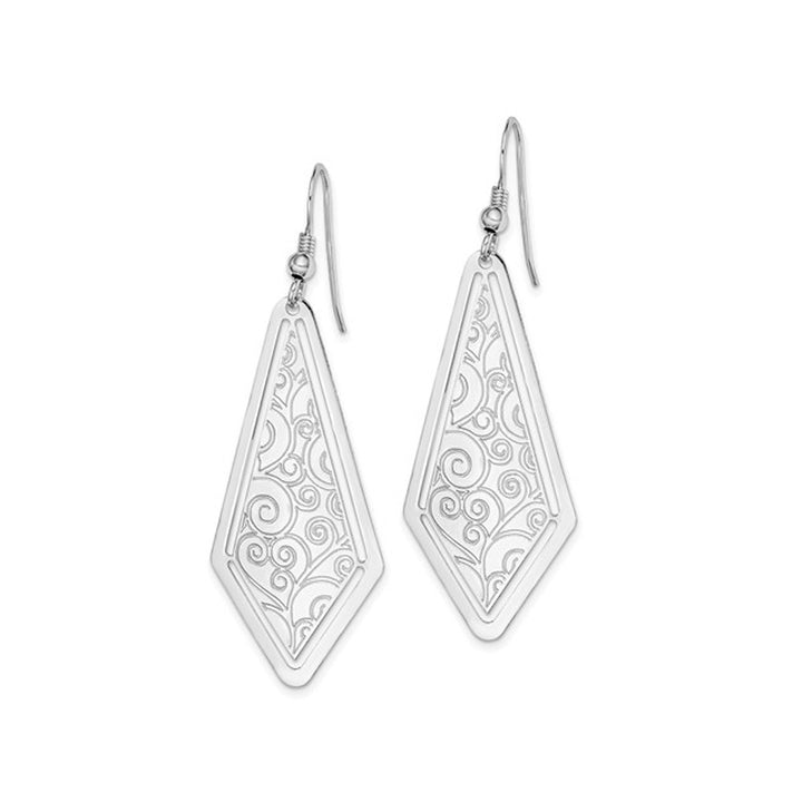 Sterling Silver Geometric Etched Dangle Earrings Image 2