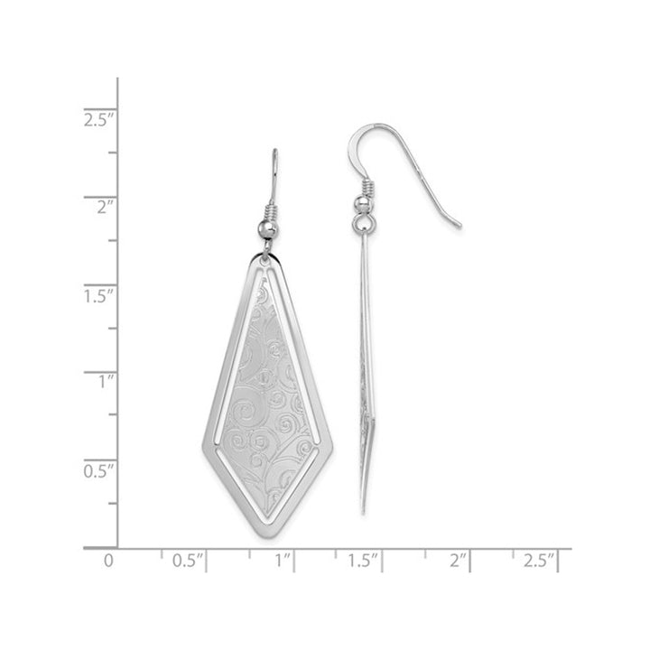 Sterling Silver Geometric Etched Dangle Earrings Image 4