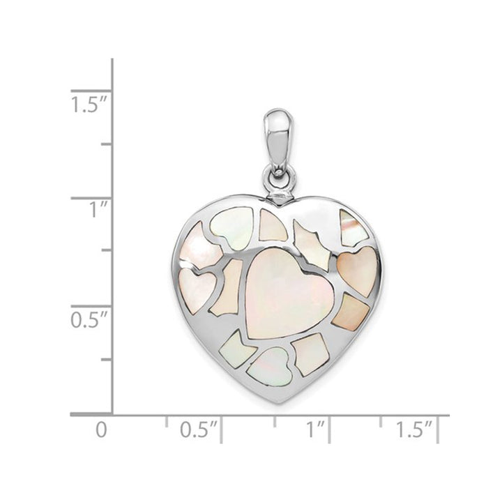 Mother of Pearl Heart Pendant Necklace in Sterling Silver with Chain Image 2