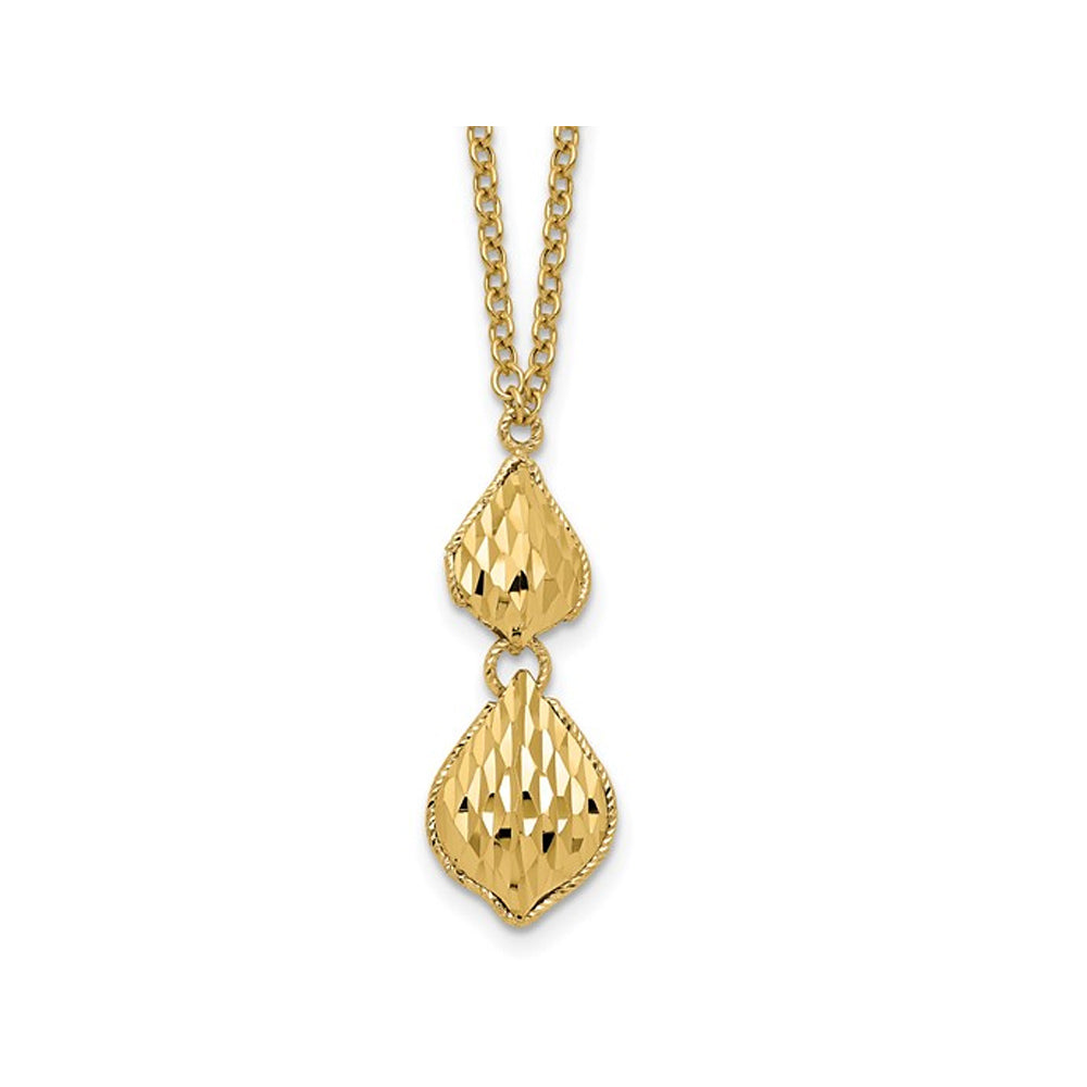 14K Yellow Gold Diamond-cut Y Drop Necklace Image 1