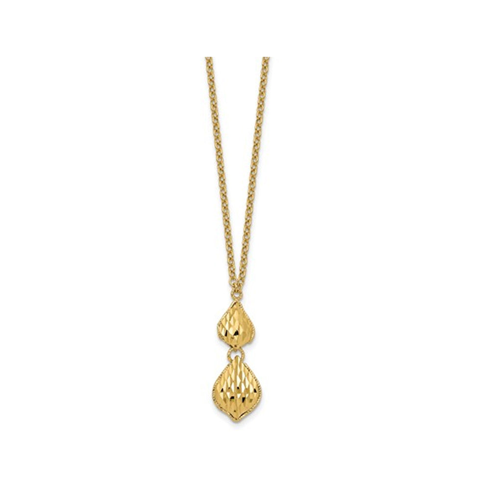 14K Yellow Gold Diamond-cut Y Drop Necklace Image 3