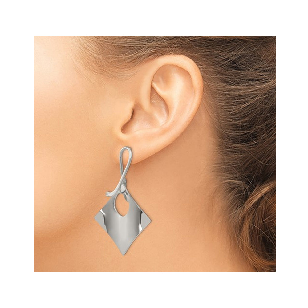 Stainless Steel Geometric Diamond Shape Dangle Earrings Image 3