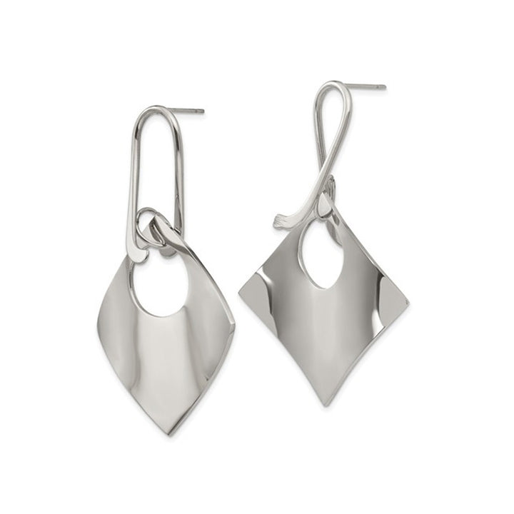 Stainless Steel Geometric Diamond Shape Dangle Earrings Image 4