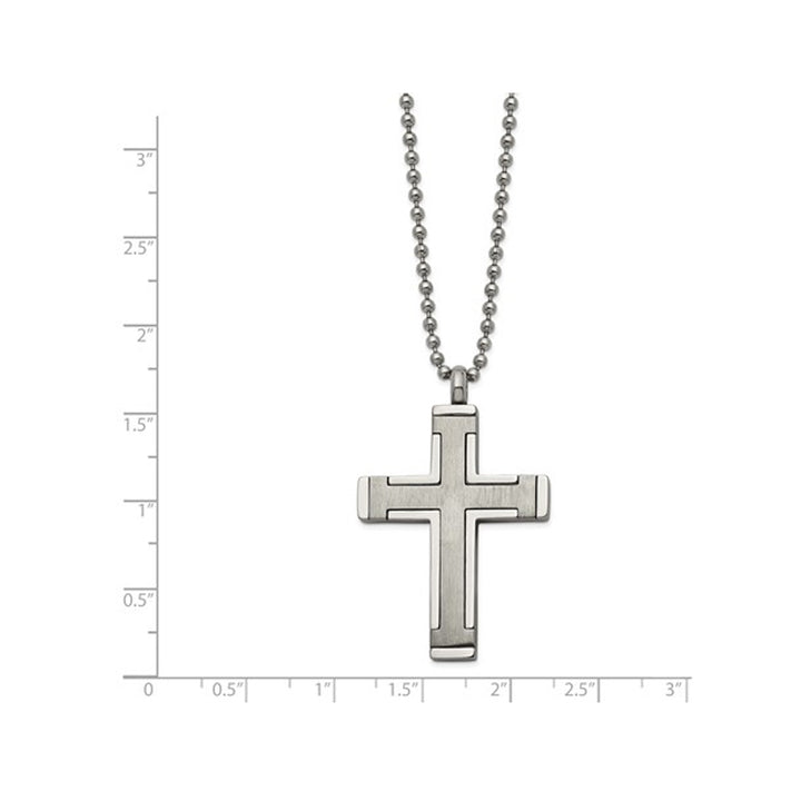 Mens Titanium Brushed Cross Pendant Necklace with Chain (22 Inches) Image 2