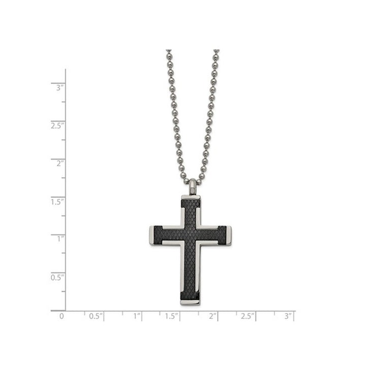 Mens Titanium Black Plated Cross Pendant Necklace with Chain (22 Inches) Image 2