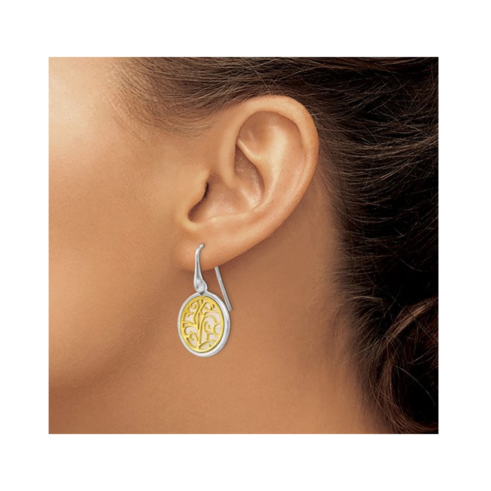 Mother of Pearl Tree of Life Dangle Earrings in Sterling Silver Image 3