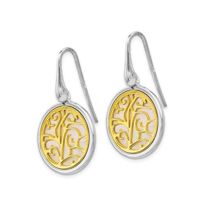 Mother of Pearl Tree of Life Dangle Earrings in Sterling Silver Image 4