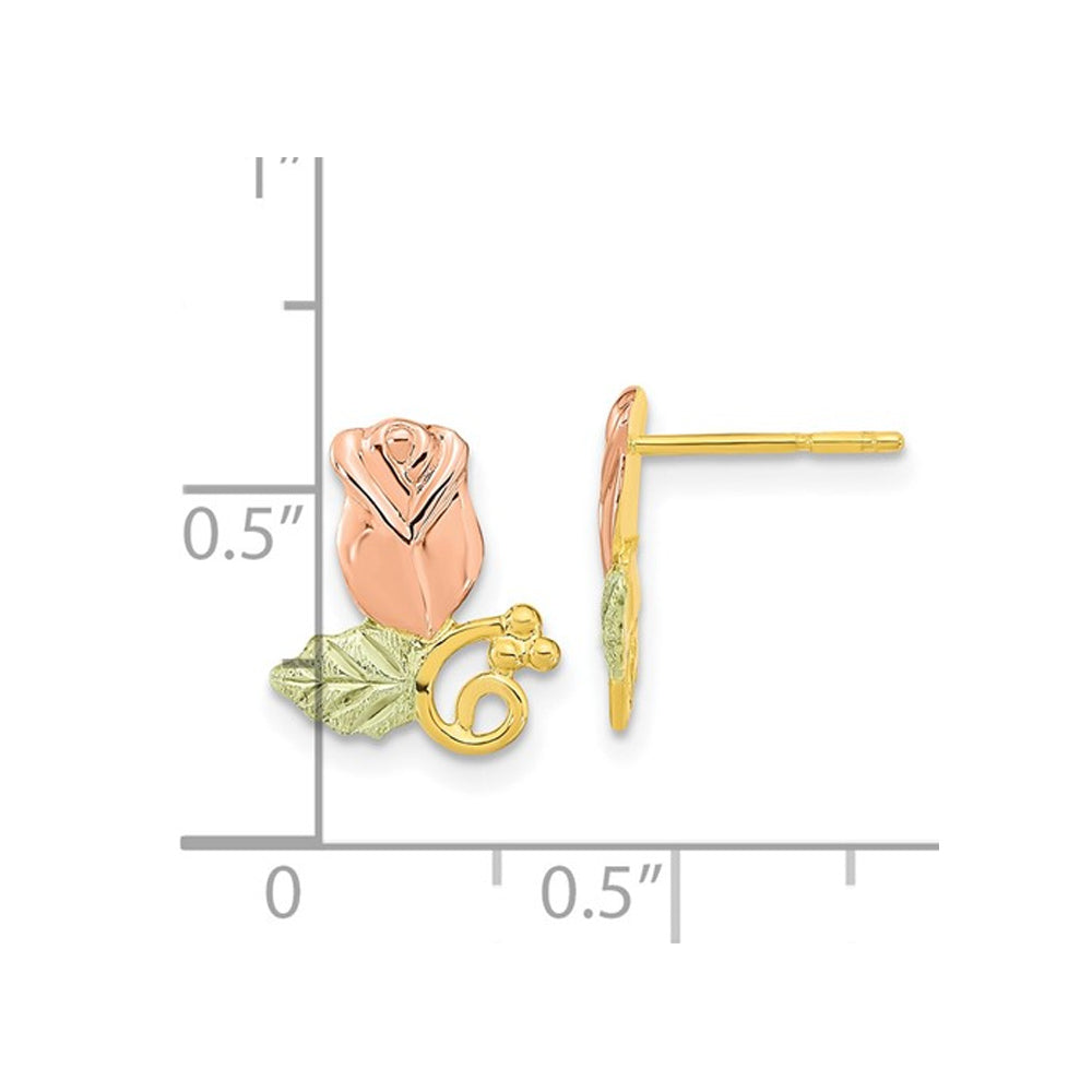 10K Yellow and Rose Gold Flower Post Earrings Image 3