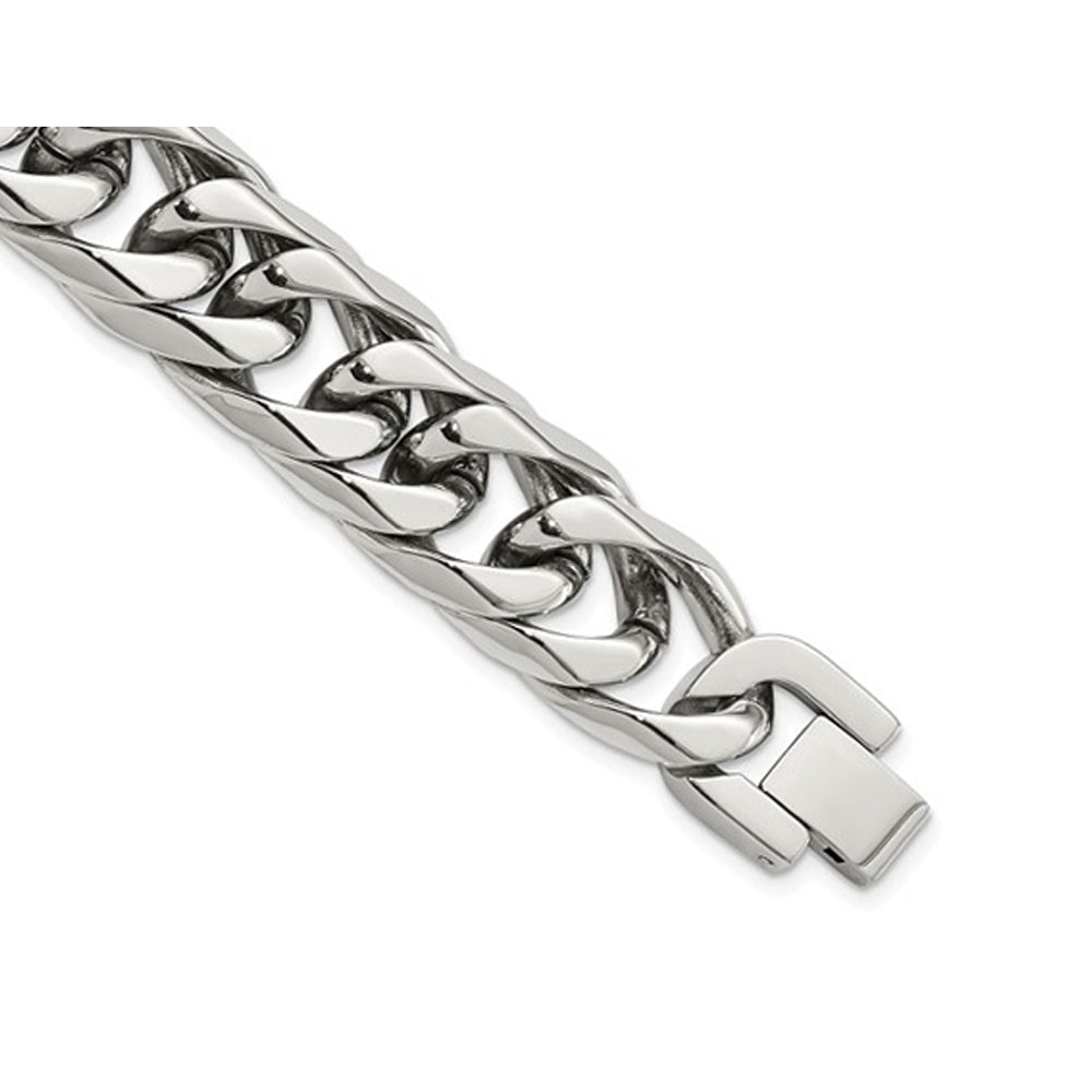 Mens Stainless Steel Heavy Curb Link Bracelet (8.25 Inches) Image 3