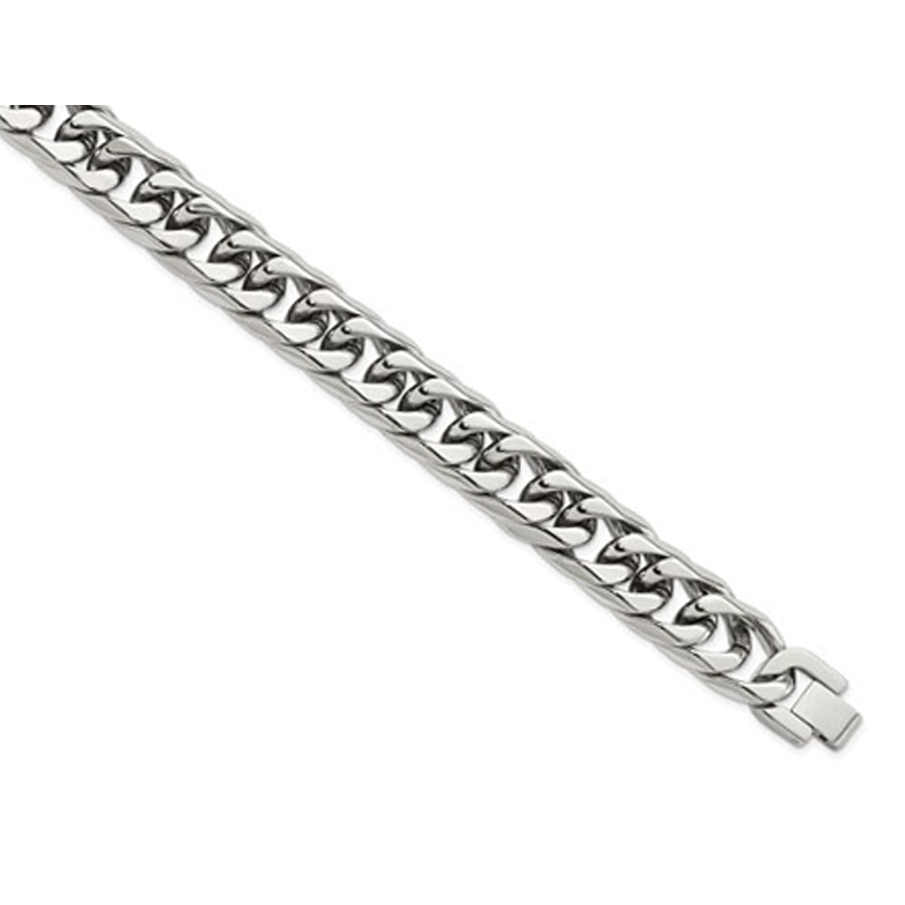 Mens Stainless Steel Heavy Curb Link Bracelet (8.25 Inches) Image 4