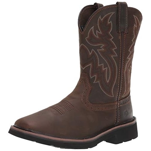 WOLVERINE Mens Rancher 10" Square Toe Soft Toe Wellington Work Boot Dark Brown/Rust - W10704 DK BROWN/RUST Image 4