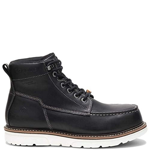 WOLVERINE Mens I-90 6" DuraShocks Moc Toe Soft Toe Work Boot Black/White - W200147 varies BLACK/WHITE Image 1