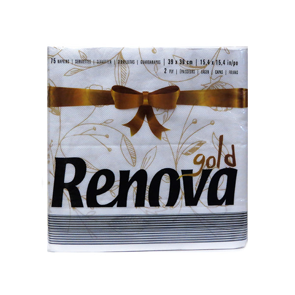 Renova Gold Table Napkin- White (75 Count) Image 1