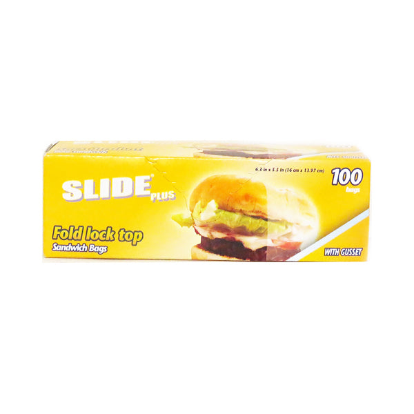 Slide Plus Fold Lock Top Sandwich Bag (100 Bags) Image 1