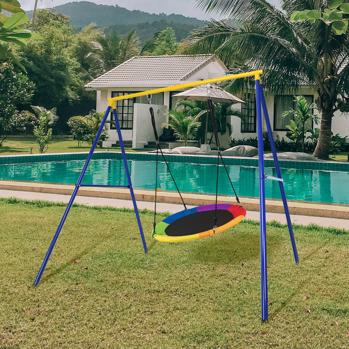 40'' Flying Saucer Tree Swing Extra Large Heavy Duty A-Frame Steel Swing Stand Image 3
