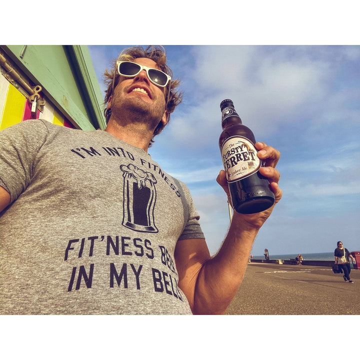 Mens Im Into Fitness Fitting This Beer In My Belly T Shirt Funny Drinking Tee Image 2