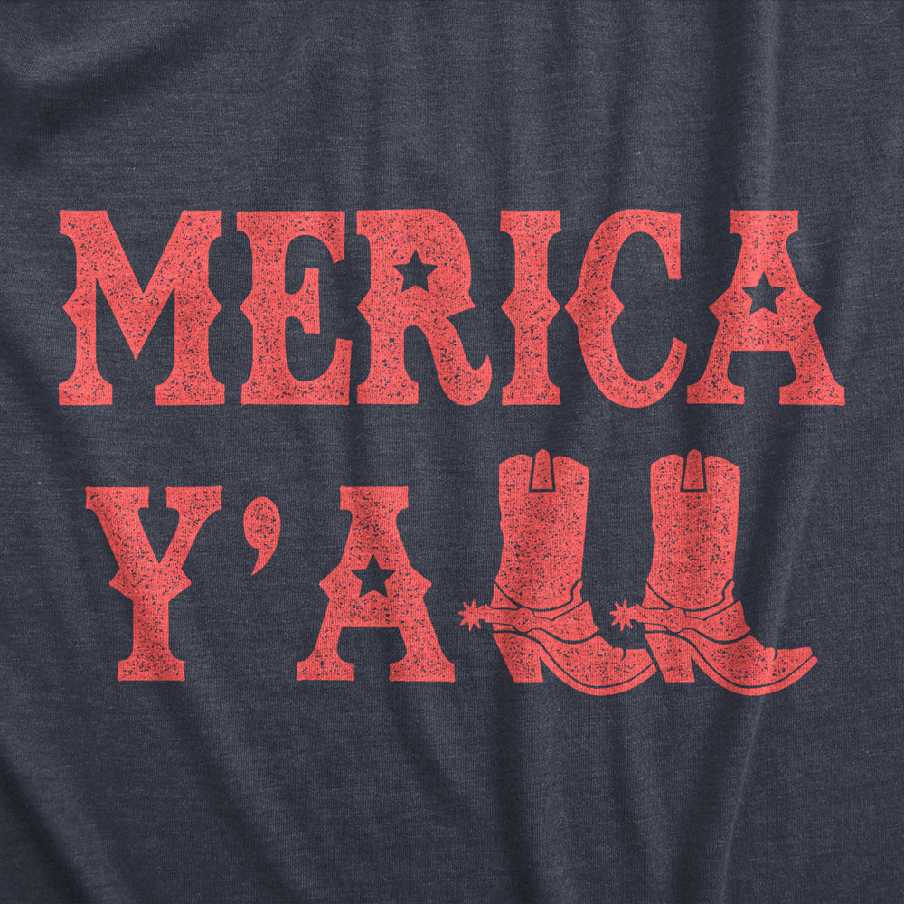 Mens Merica Yall T Shirt Funny Cool Fourth Of July Party Patriotic Cowboy Tee For Guys Image 2