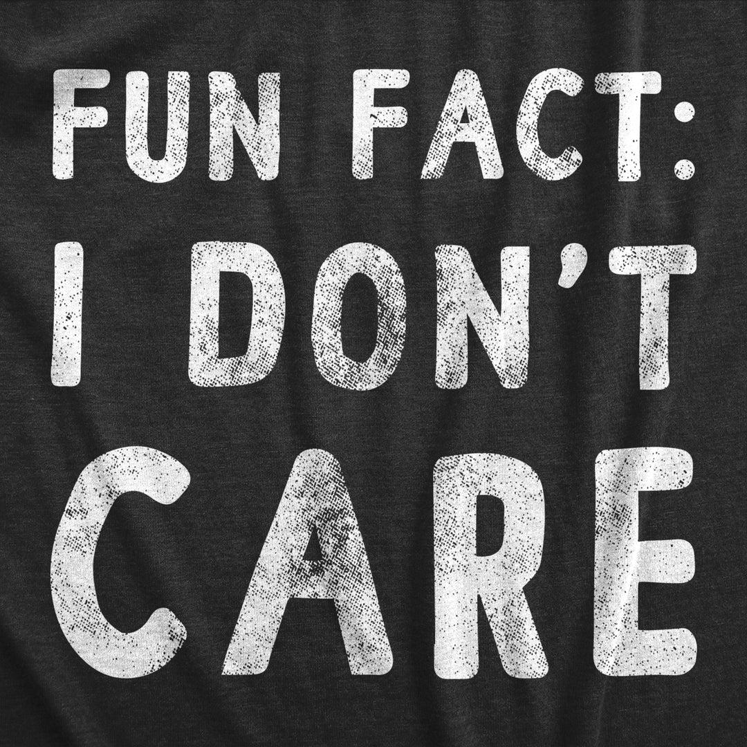 Womens Fun Fact I Dont Care T Shirt Funny Sarcastic Joke Text Tee For Ladies Image 2