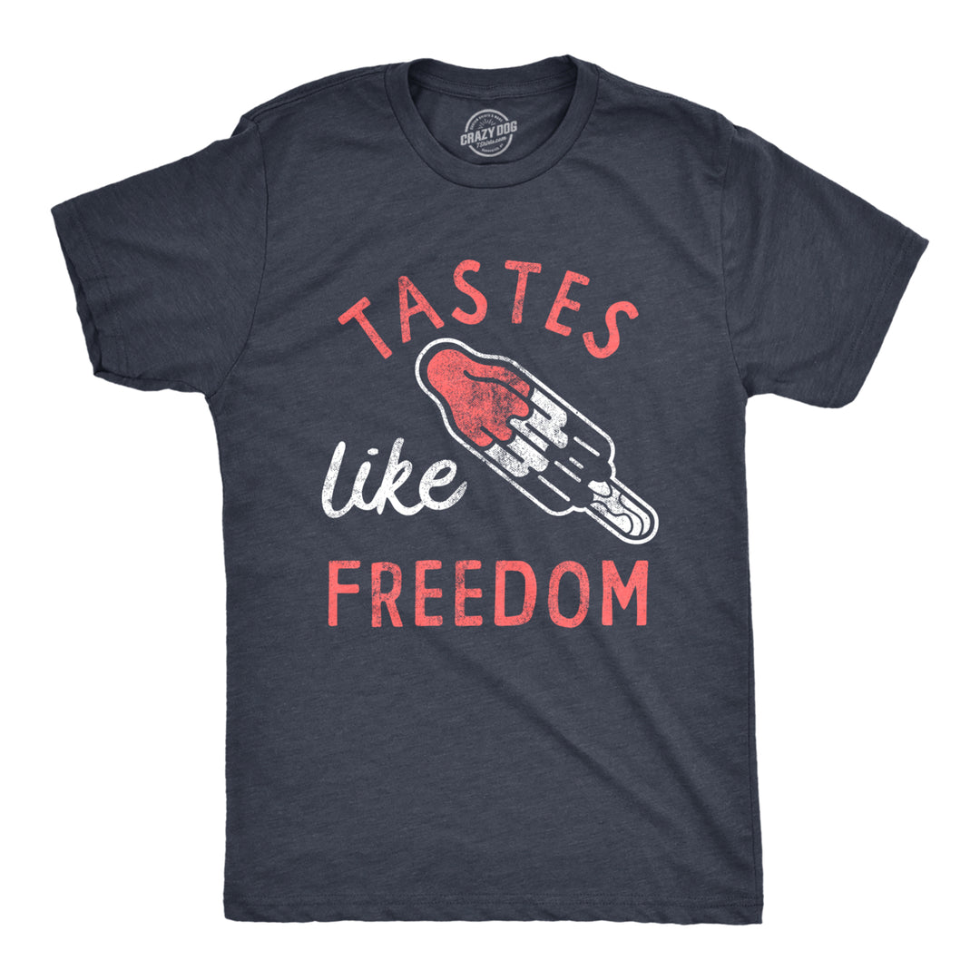 Mens Tastes Like Freedom T Shirt Funny Cool Fourth Of July Party Popsicle Tee For Guys Image 1