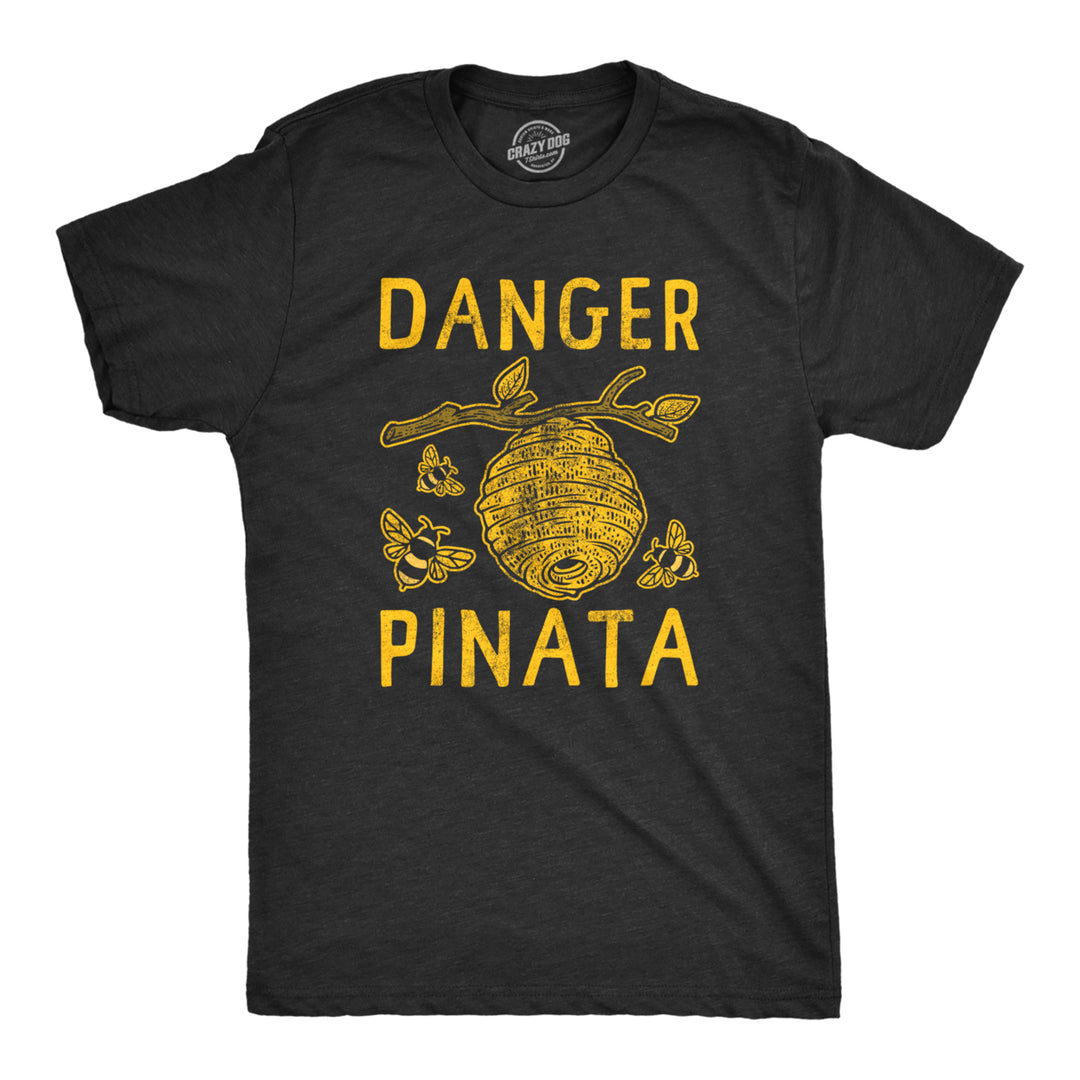 Mens Danger Pinata T Shirt Funny Sarcastic Beehive Buzzing Bee Joke Tee For Guys Image 1