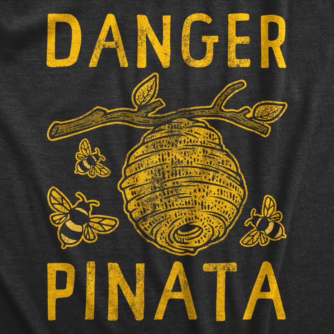 Mens Danger Pinata T Shirt Funny Sarcastic Beehive Buzzing Bee Joke Tee For Guys Image 2