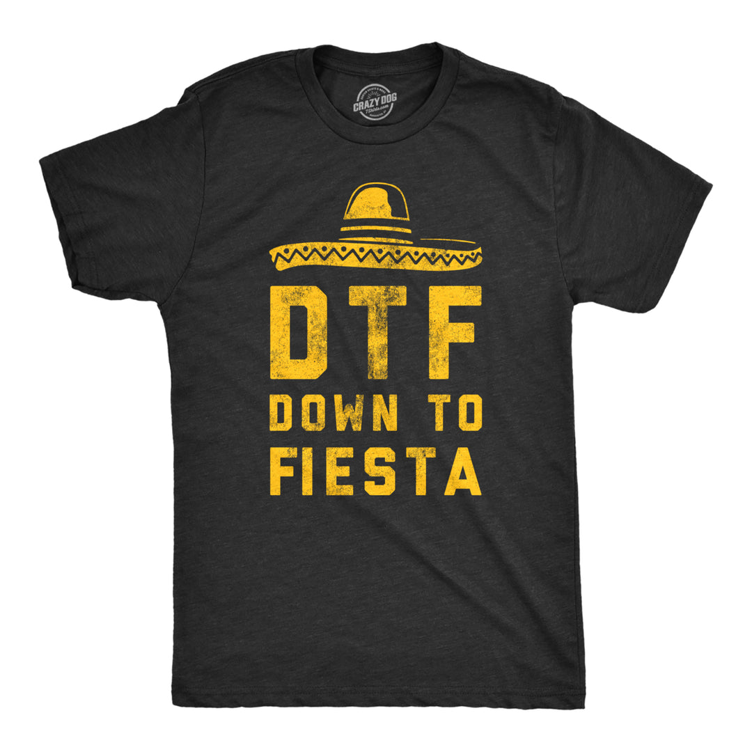 Mens DTF Down To Fiesta T Shirt Funny Sarcastic Cinco De Mayo Party Sombrero Tee For Guys Image 1