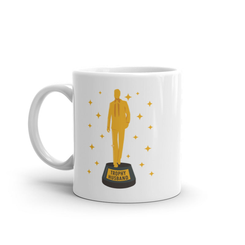 Trophy Husband Mug Funny Best Hubby Award Sparkling Gold Graphic Novelty Coffee Cup-11oz Image 1