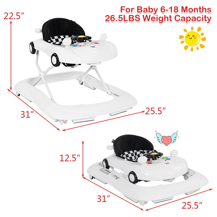 Costway 2-in-1 Foldable Baby Walker w/ Adjustable Heights and Music Player and Lights Image 3