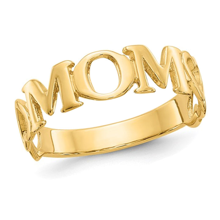 14K Yellow Gold Polished MOM Ring (size 6.5) Image 1