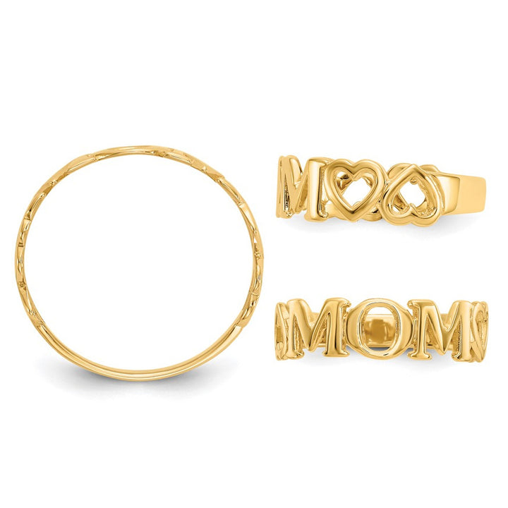 14K Yellow Gold Polished MOM Ring (size 6.5) Image 3