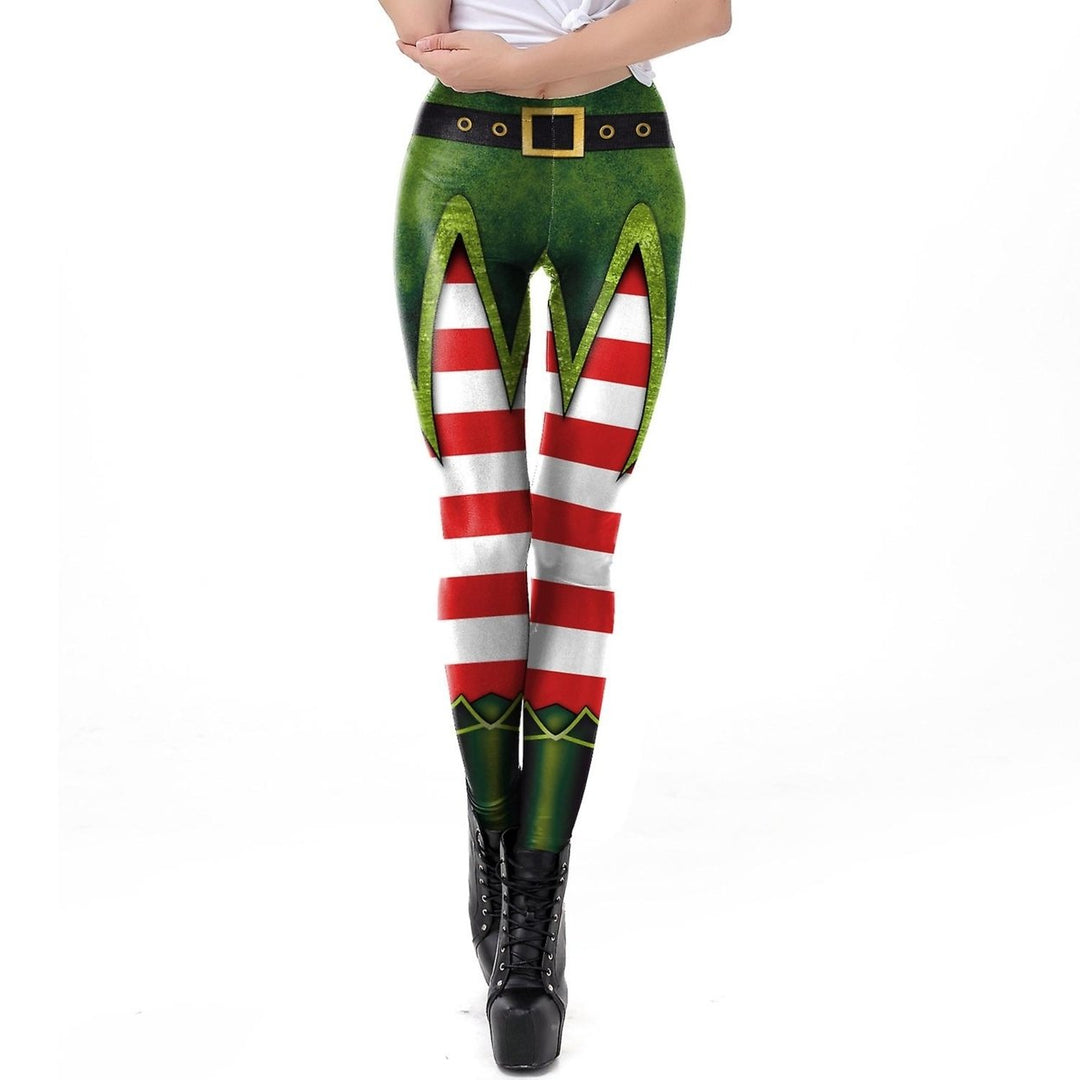 Women Christmas Leggings Fashion Printing Tights Xmas Close Ftting Pants Bottoms Image 1